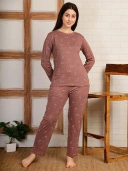 Smarty Pants - Women Bow Printed Cotton Night Suit