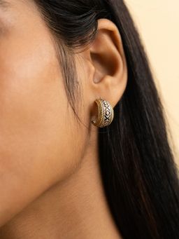 Shaya by CaratLane - 925 Silver Mahileyaru in Dual Plated Hoop Earrings