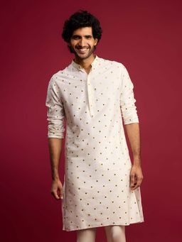 Vastramay - White Embroidered Regular Kurta