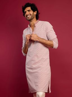 Vastramay - Pink Embroidered Regular Kurta