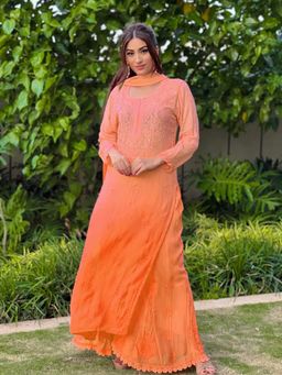 Label Aishwaryrika - Peach Paradise Chikankari Kurta