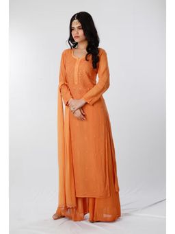 Label Aishwaryrika - Orange Tequila Sunrise Chikankari Kurta