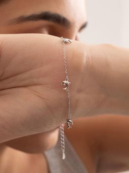 Nistra - 925 Sterling Silver Dolphin Dance Bracelet (Adjustable)