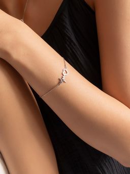 Nistra - 925 Sterling Silver Heart Whisperer Bracelet (Adjustable)