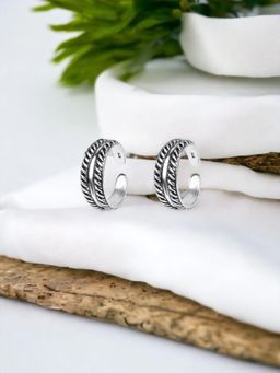Nistra - 925 Sterling Silver Braided Bliss Oxidised Toe Rings For Women