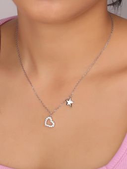 Nistra - 925 Sterling Silver Starlit Love Token Necklace For Women