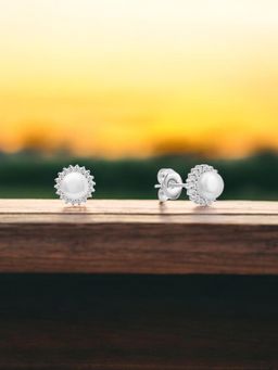 Nistra - 925 Sterling Silver Pearl Moonlit Luster Earrings For Women