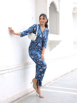 PRIYANKA CHOUDHARY - Blue Floral Co-Ord (Set of 2)