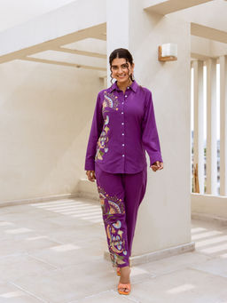 AADEWS - Purple Floral Co-Ord (Set of 2)