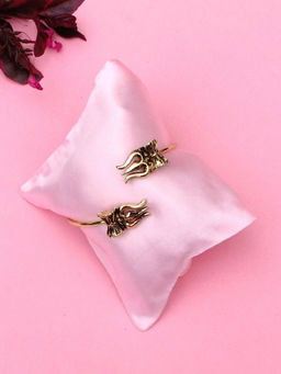 Estele - Gold Plated Antique Spiritual Trishul & Damru Bracelet for Women