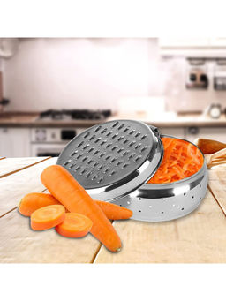 Kuber Industries - Stainless Steel Grater Slicers Lid with Ventilated Box