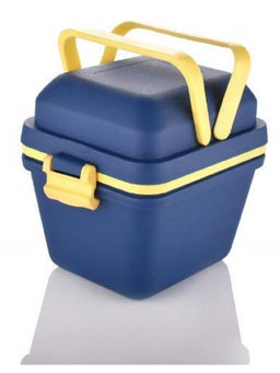 Kuber Industries - Unbreakable Plastic 3 Compartment With Handle Lunch Box ,500 Ml (Blue)