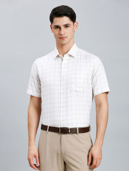 Reid & Taylor - Men White Checks Formal Shirt