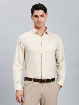 Reid & Taylor - Men Cream Checks Formal Shirt