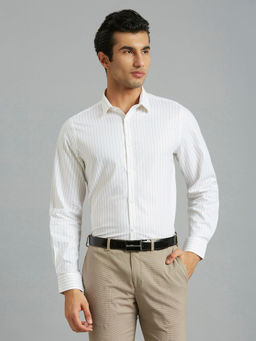 Reid & Taylor - Men White Stripes Formal Shirt