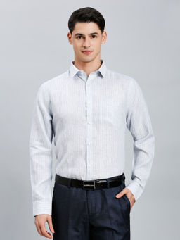 Reid & Taylor - Men Blue Stripes Formal Shirt