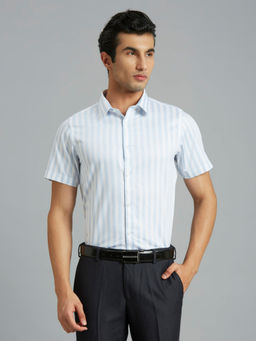 Reid & Taylor - Men Blue Stripes Formal Shirt