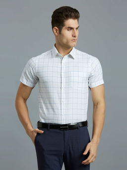 Reid & Taylor - Men Blue Checks Formal Shirt