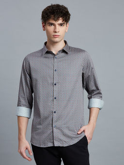 Reid & Taylor - Men Grey Printed Casual Shirt