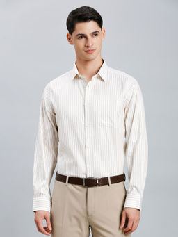 Reid & Taylor - Men Brown Stripes Formal Shirt