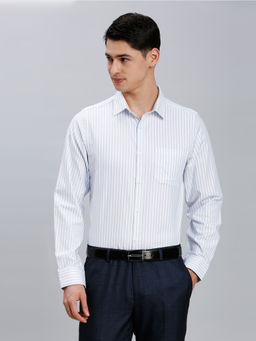 Reid & Taylor - Men Blue Stripes Formal Shirt