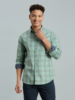 Reid & Taylor - Men Green Checks Casual Shirt