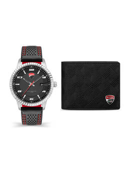 Ducati Corse - Black Men Analog Watch with Leather Wallet - DTWGB0000402-SET A (M)