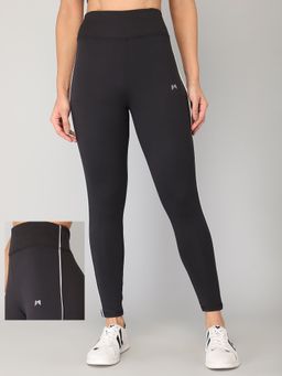 Muscle Torque - Gym Yoga High Waist Side White Piping Tight Black