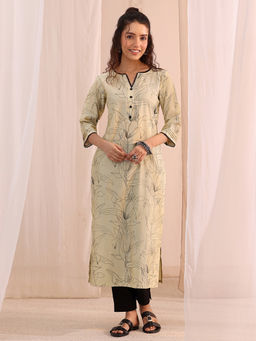 Libas - Off White Floral Printed Straight Kurta