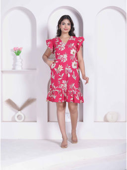 Doriyaan - Pink Floral Printed Dress