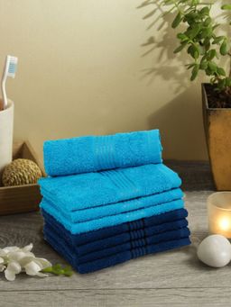 KOPA - Quick Dry 100% Cotton Soft Terry Towel -8Pc Face Towel D'Ross Solid-Turq, Navy Blue