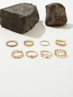 Pipa Bella by Nykaa Fashion - Minimal Gold Rings (Pack of 8) (14)