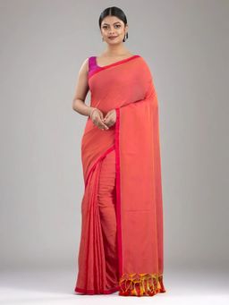 Arhi - Women Orange Cotton Woven Saree Without Blouse