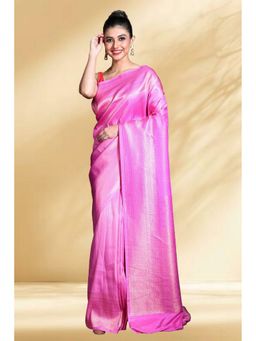 Arhi - Women Pink Brocade Woven Saree Without Blouse