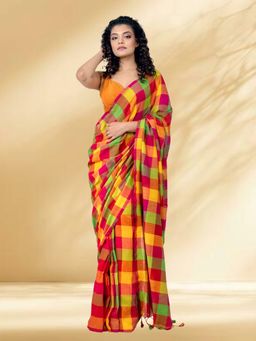 Arhi - Women Multi-Color Cotton Woven Saree Without Blouse