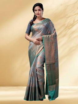 Arhi - Women Grey Cotton Silk Woven Saree Without Blouse