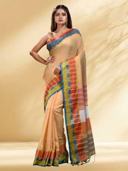 Arhi - Women Cream Cotton Woven Saree Without Blouse