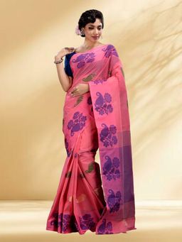 Arhi - Women Pink Cotton Woven Saree Without Blouse
