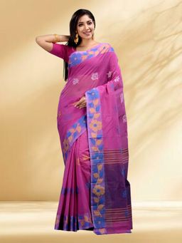 Arhi - Women Pink Cotton Woven Saree Without Blouse