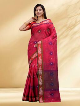 Arhi - Women Red Cotton Woven Saree Without Blouse