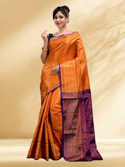 Arhi - Women Mustard Silk Blend Woven Saree Without Blouse