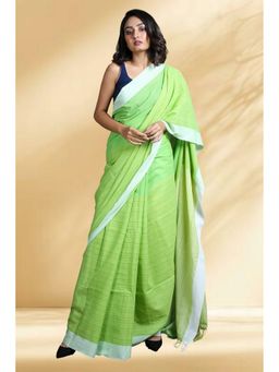 Arhi - Women Green Cotton Woven Saree Without Blouse