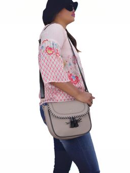 The Clownfish - Faux Leather Sling Bag for Women (Beige)