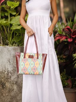 The Clownfish - Printed Faux Leather Tote Bag for Office/College - Multi