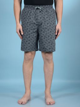 CRIMSOUNE CLUB - Mens Grey Floral Print Cotton Lounge Shorts