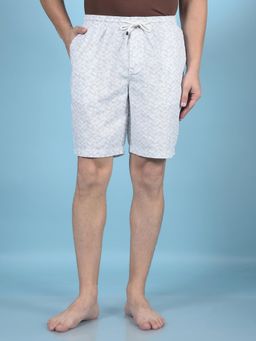 CRIMSOUNE CLUB - Mens White Printed Cotton Lounge Shorts