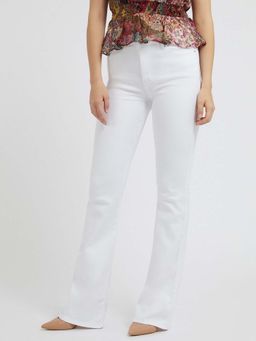Guess - Women White Solid Straight Fit Jeans