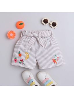 Bright Star Kids Wear - Girls Striped Embroidered Shorts