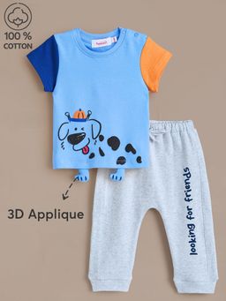 Hopscotch - 2-Pc Puppy Pals Cotton T-shirt with Joggers