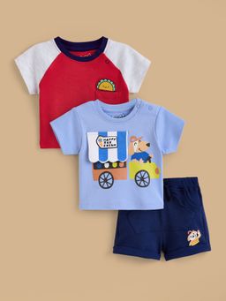 Hopscotch - 3-Pc Food Truck Adventure Cotton T-shirts with Shorts